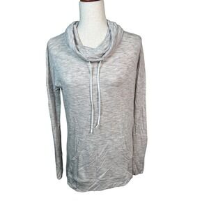 Athleta Cowl Neck Sweatshirt Women Small Gray Space Dye Athleisure Gorpcore Top